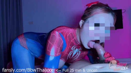 คลิปหลุด Fansly BbwThaixxx สาวไทยอวบนมโตแต่งชุดสไปเดอร์เกิร์ล ในห้องนอนโดนแฟนควยใหญ่จับเย็ดสด เสียบหีแน่นโม๊กควยดูดมันส์ซอยแรงครางเสียว แตกในน้ำพุ่งเต็มหี